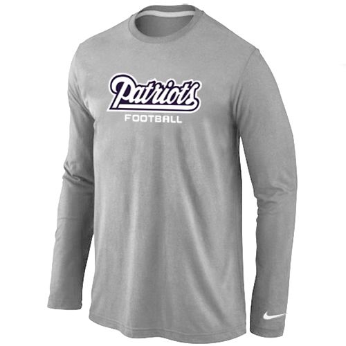 Nike New England Patriots Authentic Font Long Sleeve NFL T-Shirt - Grey